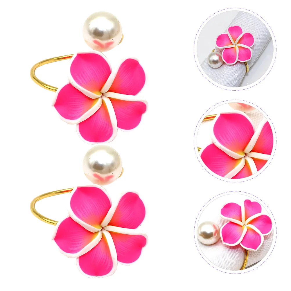 

2Pcs Hawaii Style Napkin Rings Decorative Plumeria Napkin Holders Napkin Table Decors