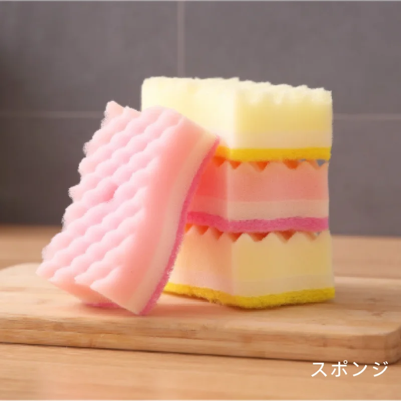 

S-Type Square Wave Sponge Cleaning Cloth Water Absorbing Dish Towel Dirt Scouring Pad Kitchen Tools Gadgets 4 Pieces
