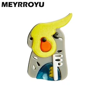 meyrroyu 2022 new fashion acrylic yellow parrot brooch female exaggerated cartoon cute badge lapel brooch jewelry gift wholesale