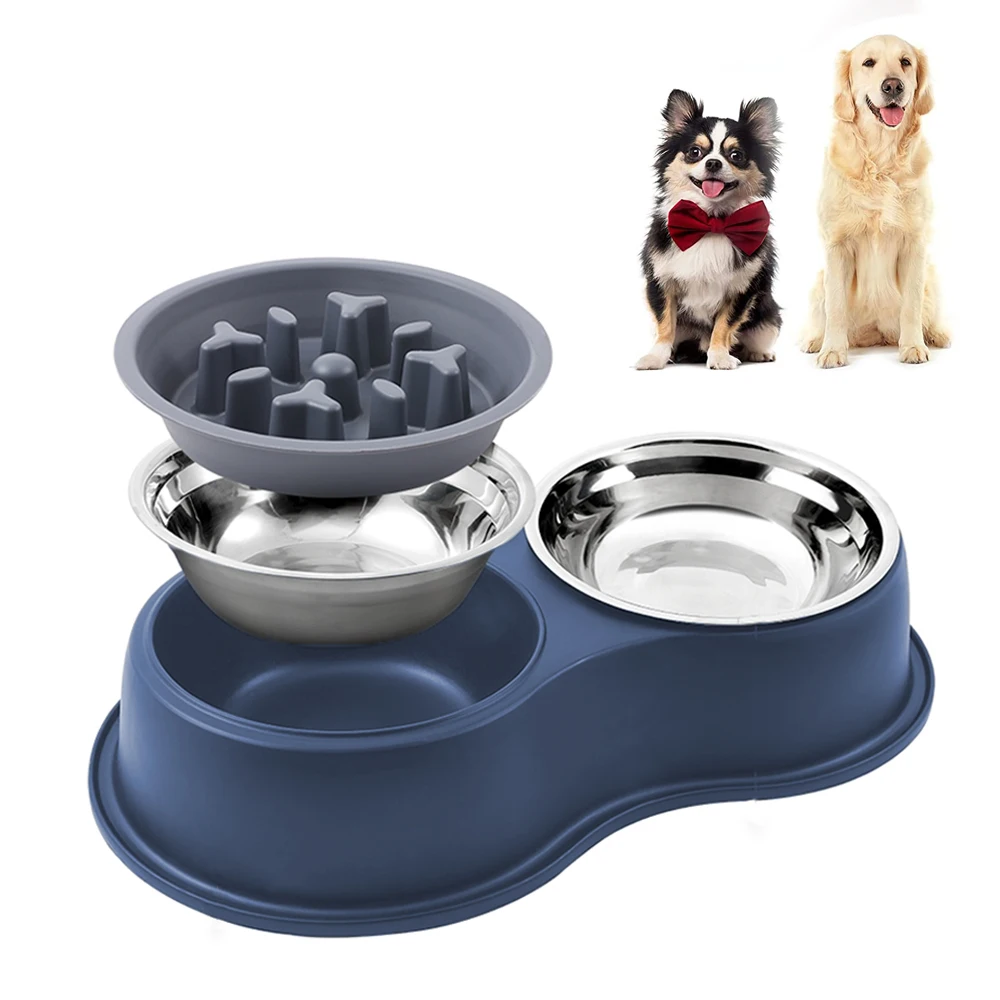 

Water Bowl Feeding For Steel Stainless Dogs Feeder Bowls Pet Show Drinking Dog Non-slip Food Food Pet Supplies Dog Bowl Double