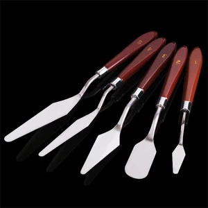 5pcs/Set Stainless Steel Spatula Fondant Cream Mixing Scraper Oil Painting Shovel Baking Pastry Tools Kitchen Tools Shovel