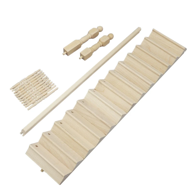 

Dollhouse Miniatures,1/12 Wooden Stair Stringer Step Staircase With Handrail Model Doll House Decor Model