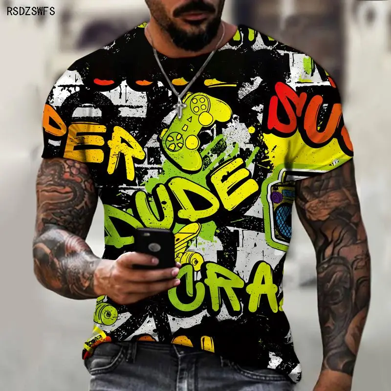 

Men's T-shirt European and American Clothing Style Funny 3D Three-dimensional Short-sleeved Men's Oversized T-shirt Sweatshirt