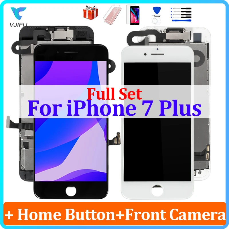 Полноэкранный ЖК-дисплей OEM для iPhone 7, 7 Plus с кнопкой Home, полный комплект в сборе, сенсорный дигитайзер, замена без битых пикселей AAA