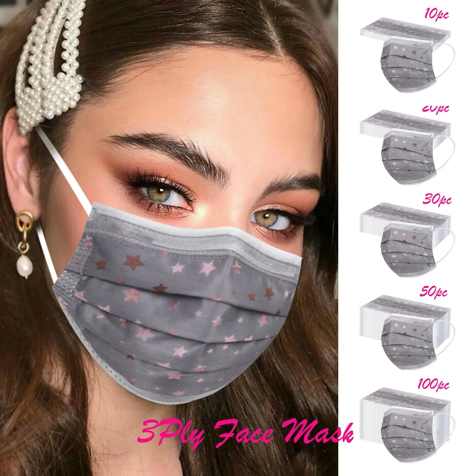 

10-100pcs Disposable Face Mask For Adults Industrial 3ply Ear Loop Anti-dust Masks Breathable Mascarillas Desechables Halloween