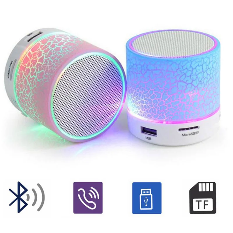 Bluetooth-compatible Speaker Mini Wireless Loudspeaker Crack LED TF USB Subwoofer Speakers mp3 stereo audio music player Fashion