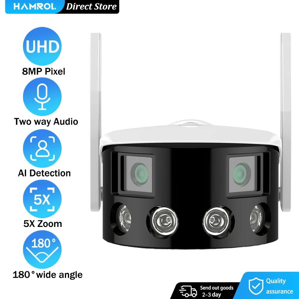 

8MP 4K IP Camera WiFi Color Night Vision 180° Wide Angel ICSEE Ai Human Detect Outdoor 4MP CCTV Security Protection Camera