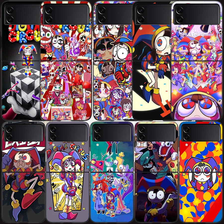 Удивительный цифровой цирковой чехол для Samsung Galaxy Z Flip 6 5G 5 4 3 Черный жесткий