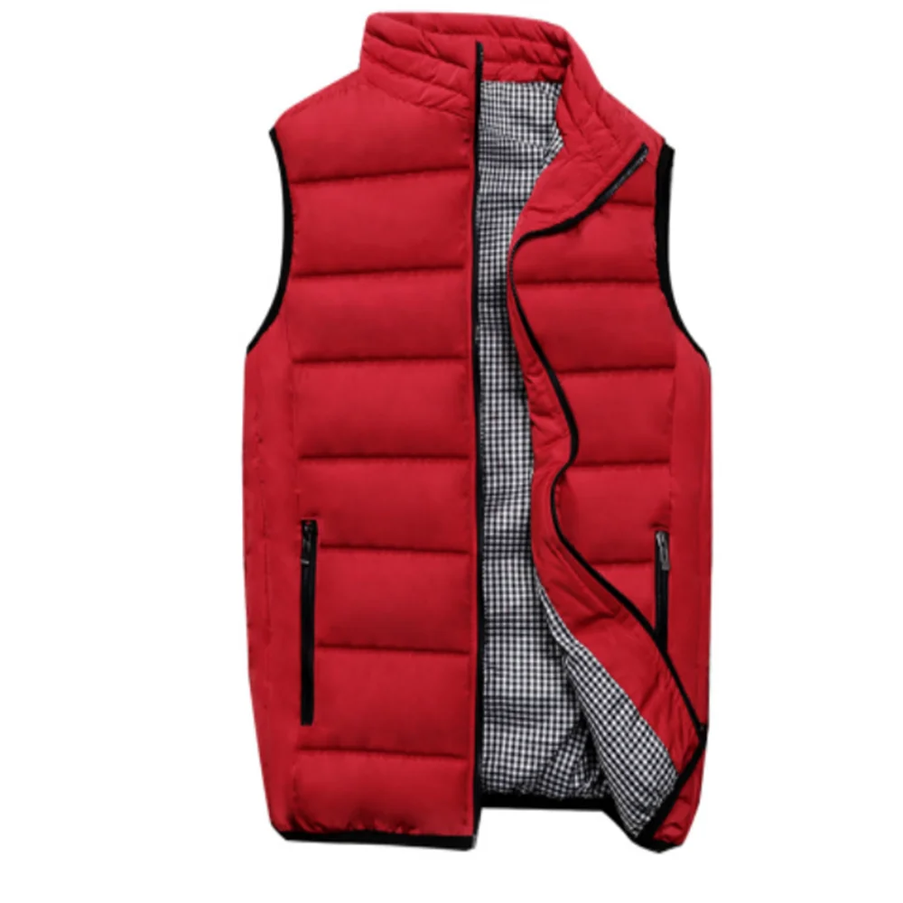 2020 Autumn Wnter New Men's Slim Fit Large Size Cotton Jacket Thick Down Cotton Vest Men's Thermal Vest Candy Color