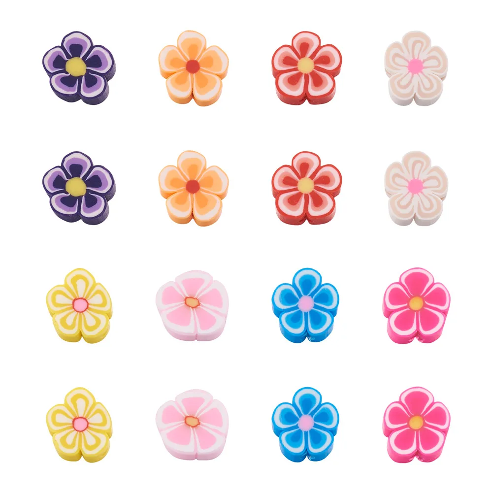 

Kissitty 200Pcs Mixed Color Flower Shape Handmade Polymer Clay Beads For Handmade Bracelet Necklace Earring Jewelry Making Gift