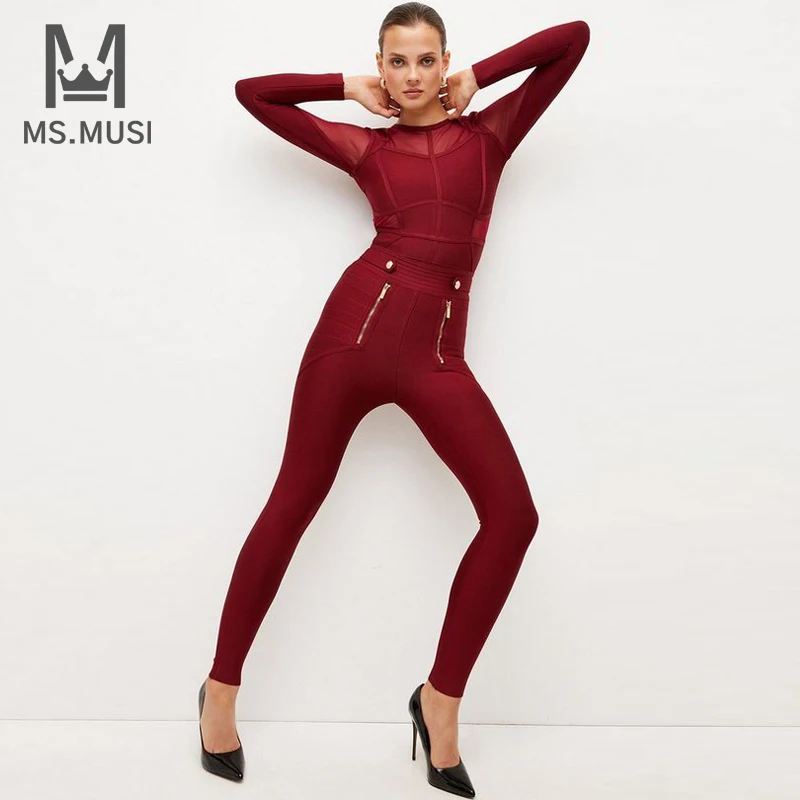 MSMUSI 2023 New Fashion Women Sexy High Waist Button Zipper Bandage Party Club Bodycon Event Slim Full Length Pencil Long Pant