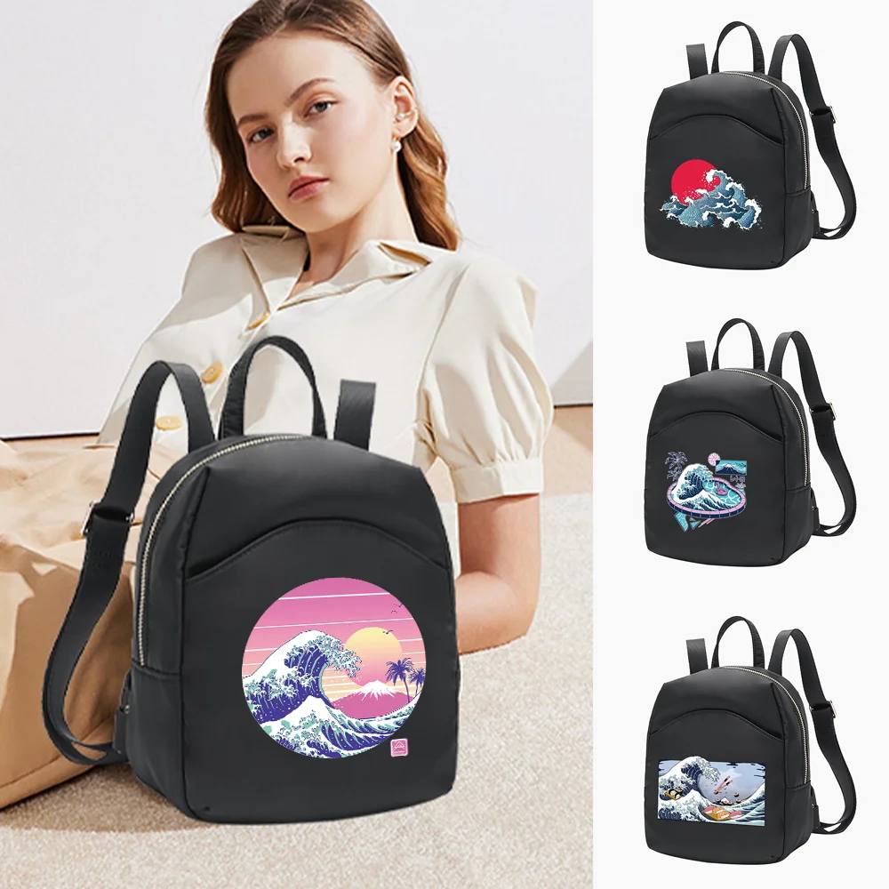 Женский мини-рюкзак на плечо, маленькая школьная сумка для девочек, дизайнерский рюкзак через плечо, дорожная сумка для книг с волнистым узо...