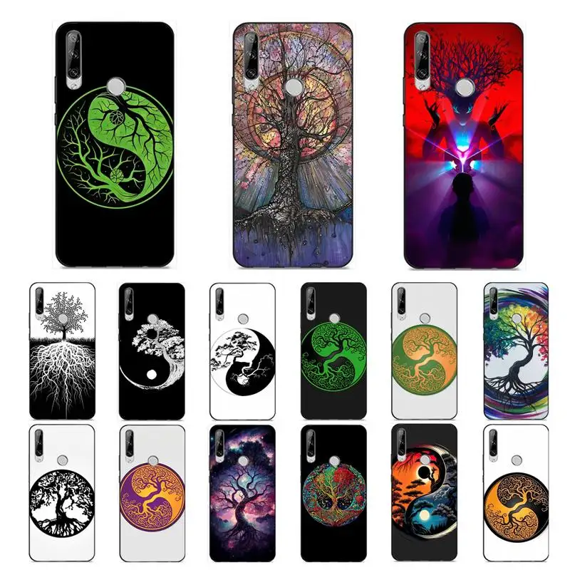 

Rough Wood Grain Effect Tree of Life Yin Yang Phone Case For Huawei Y9 6 7 5 Prime Enjoy 7s 7 8 plus 7a 9e 9plus 8E Lite Psmart