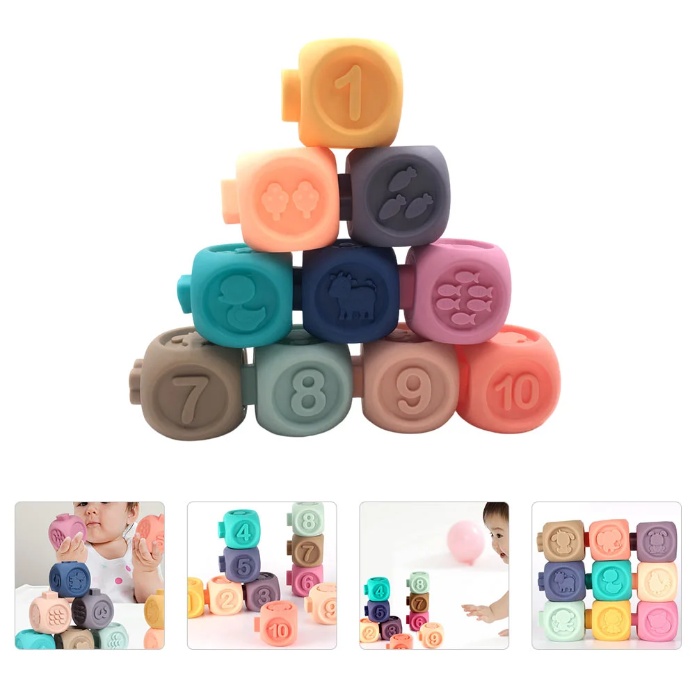 

Blocks Digital Building Parent-child Toddler Toy Montessori Toys For Babies Soft Rubber Numbers Stackable