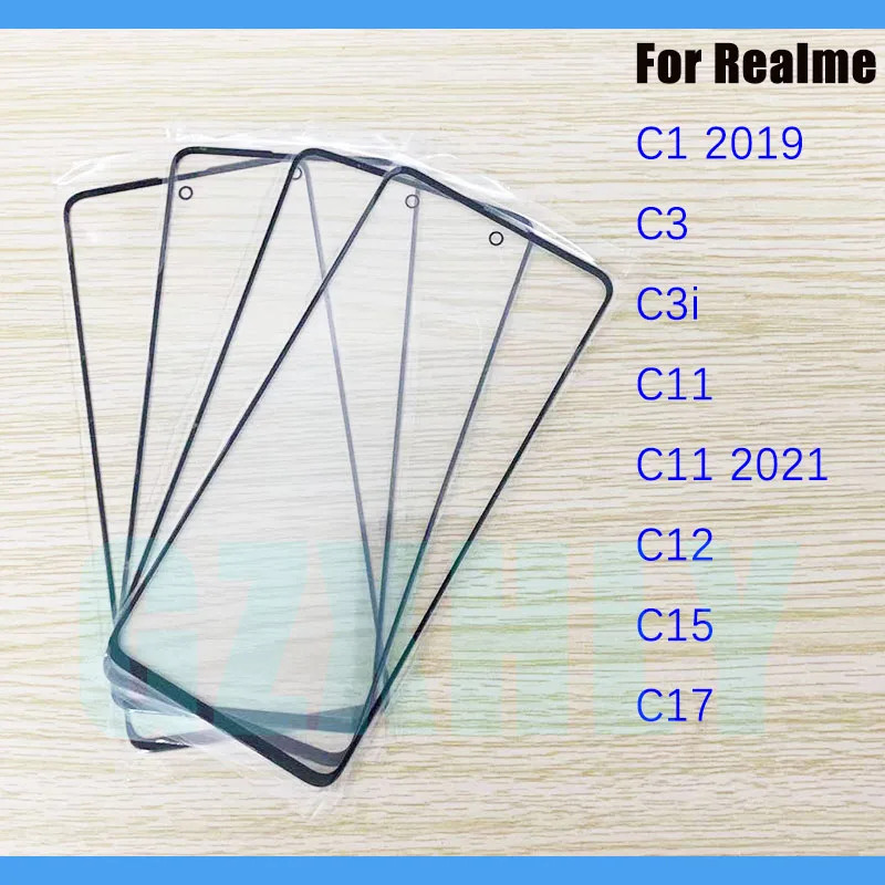 

10Pcs/Lot Front Glass For OPPO Realme C12 C15 C17 C1 2019 C3 C3i C11 2021 Touch Screen LCD Outer Lens Glass Panel