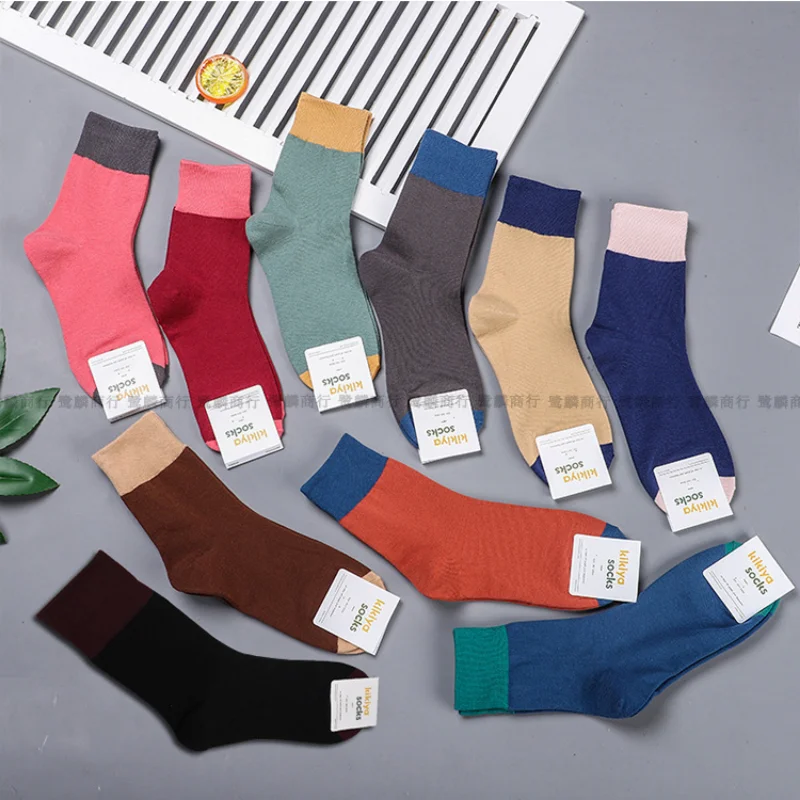 

Patchwork Women Sock Fashion Ladies Socks Green Crew Unisex Fashion Casual Cotton Sox Girls Autumn Winter Trendy Skarpetki