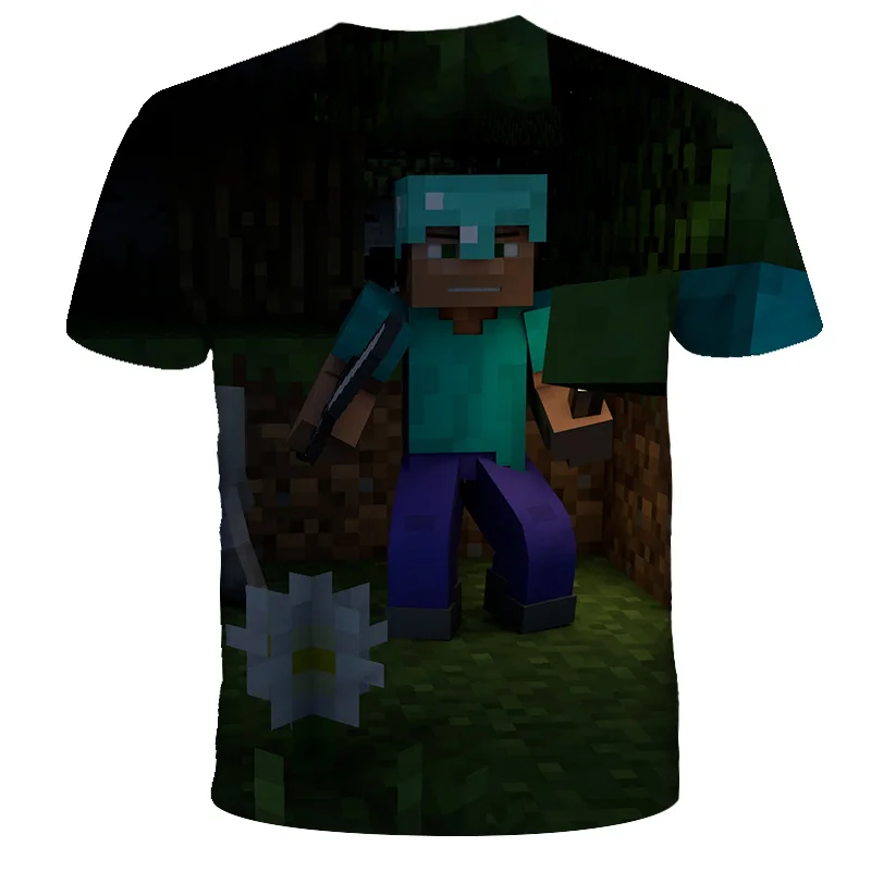 Summer 3D Printing My World Children's T-shirt Short Sleeve T-shirt Top Children's Game T-Shirt Kawaii My World T-shirt