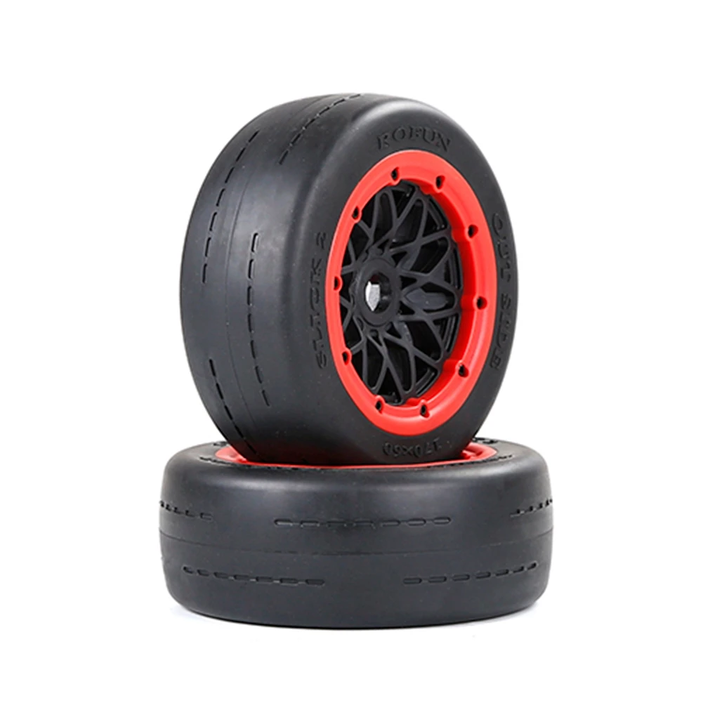 

New Upgrade Bald Tire Front Tire Assembly Set for 1/5 HPI ROVAN ROFUN KM BAJA 5B Rc Car Toys Parts 170X60mm Red