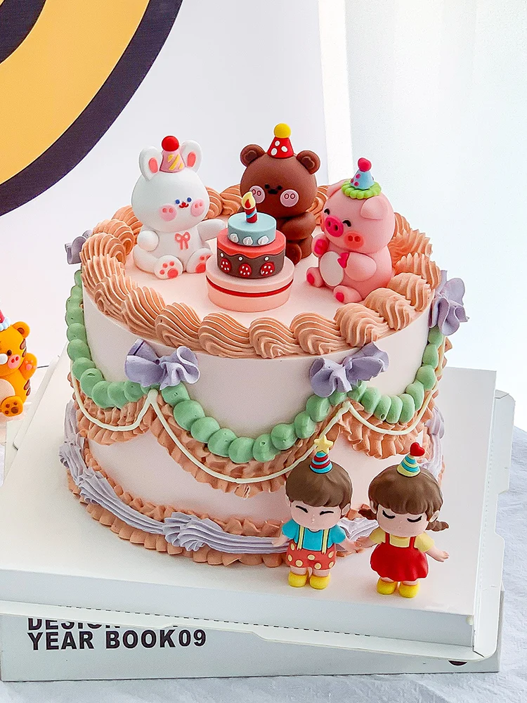 

Cartoon Woodland Animal Cake Decoration Cute Forest Jungle Safari Theme Dinosaur Cake Topper Boy Girl 1st Birthday Party Gift