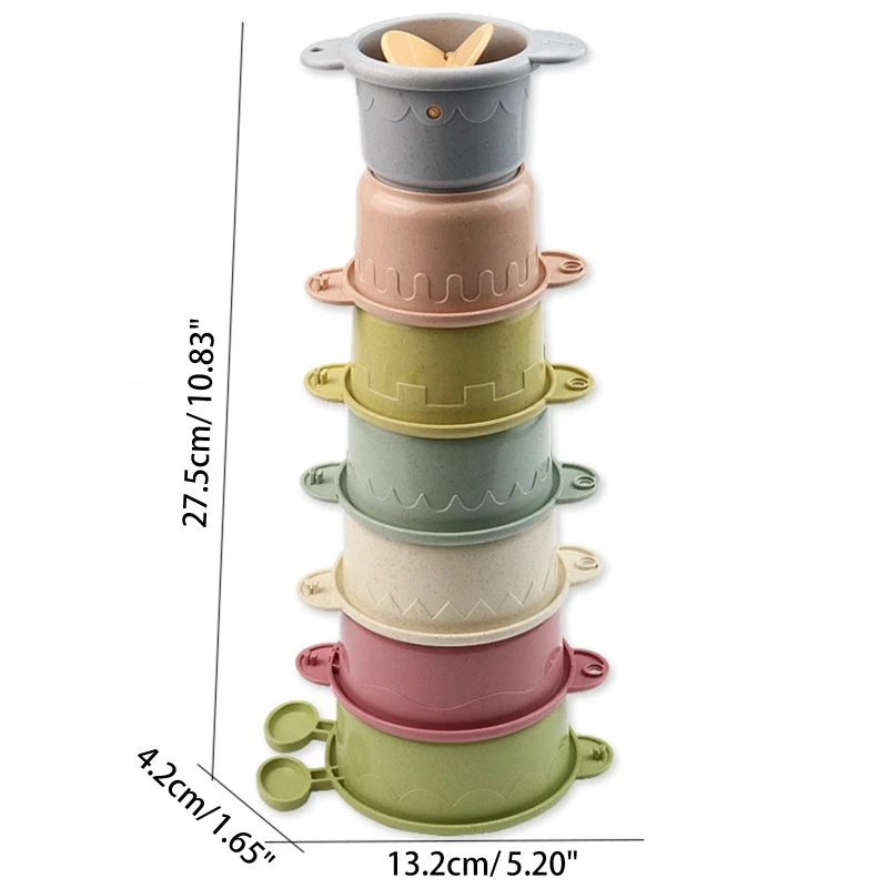 Hourglass Stacking Block Shower Nesting Cup Bath Toy for Babies 3M/6M/9M Neutral N0HD