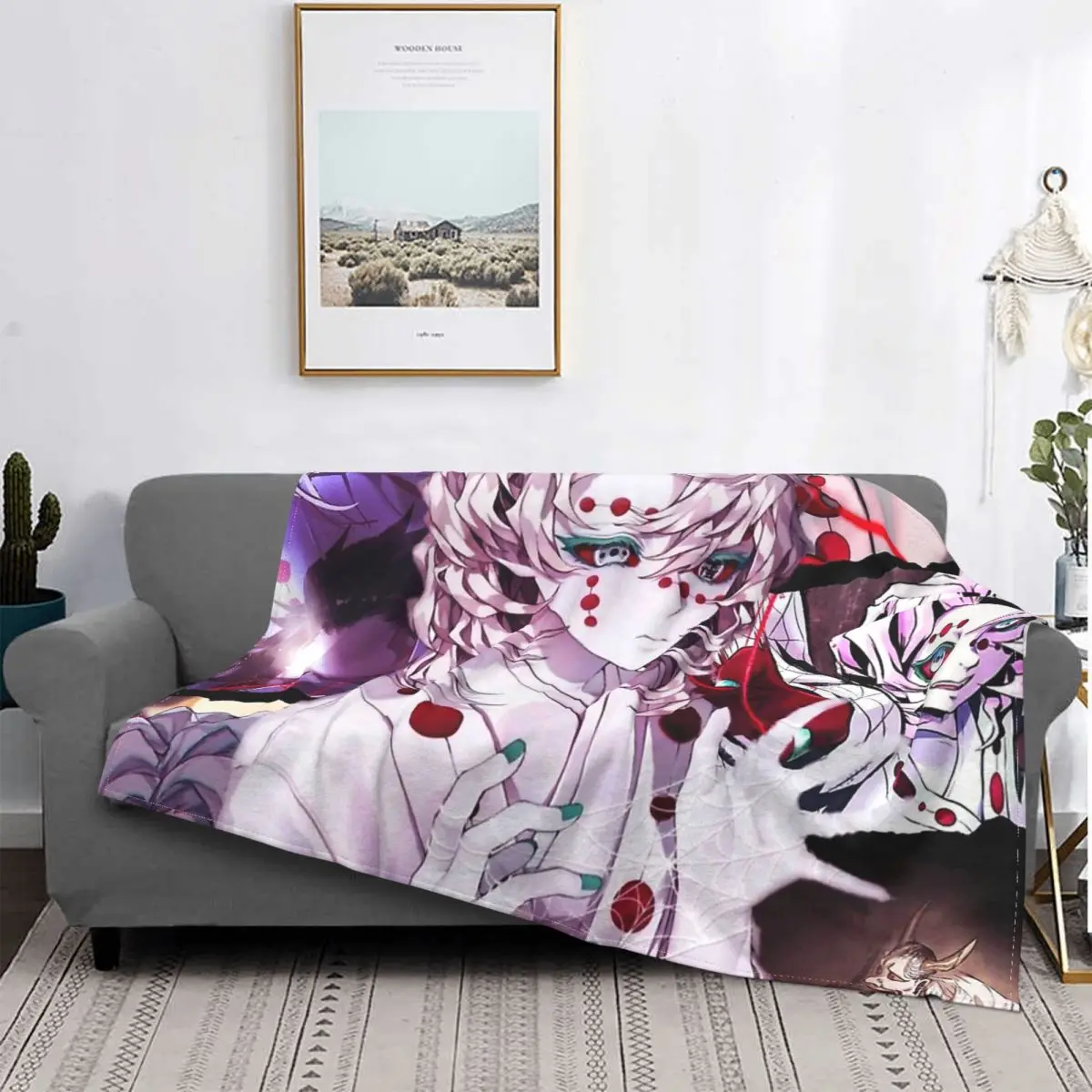 

Demon Slayer Blanket Velvet Summer Rui Breathable Plaid Throw Blankets For Sofa Travel Rug Piece