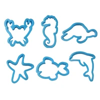 6 pcsset diy crab dolphin starfish whale biscuit mould marine animal cookie cutters abs plastic baking cake decorating tools