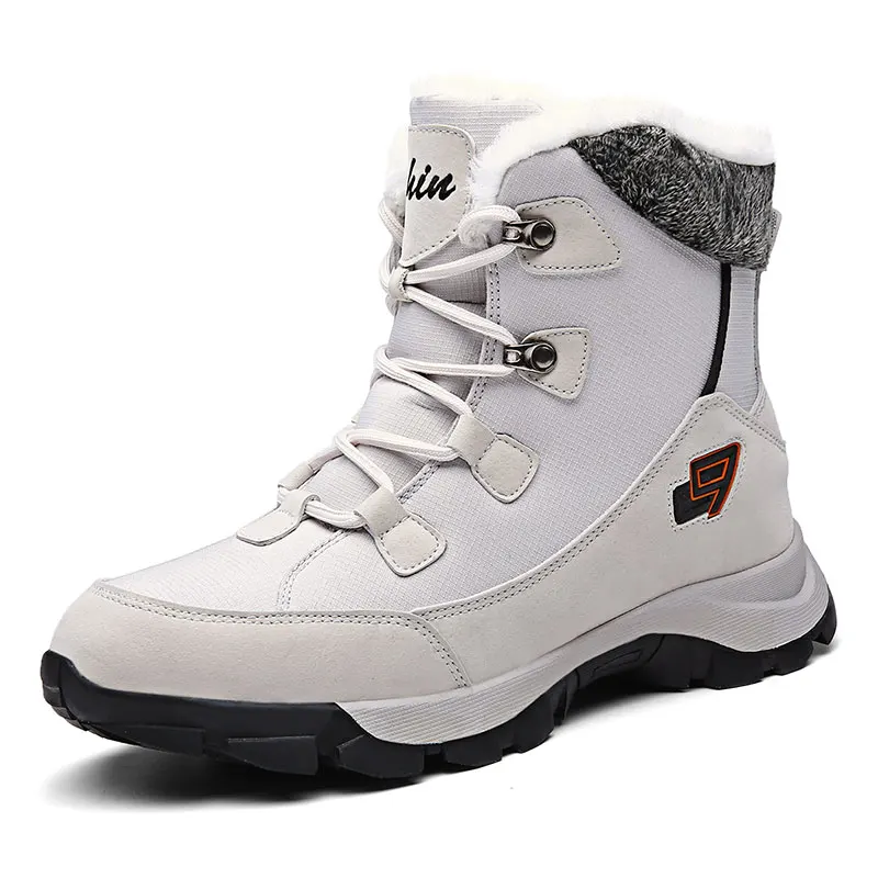 

Парные уличные зимние ботинки размера плюс 47, белые модные высокие теплые ботинки с мехом, зимние мужские ботинки, водонепроницаемые повседневные ботильоны для мужчин