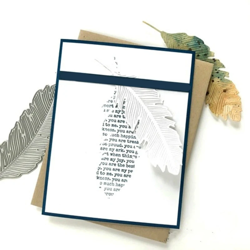 

1pcs Feather 2022 New Metal Cutting Dies Decoration Scrapbooking Knife Blade Photo Paper Punch Stencils Album Embossing