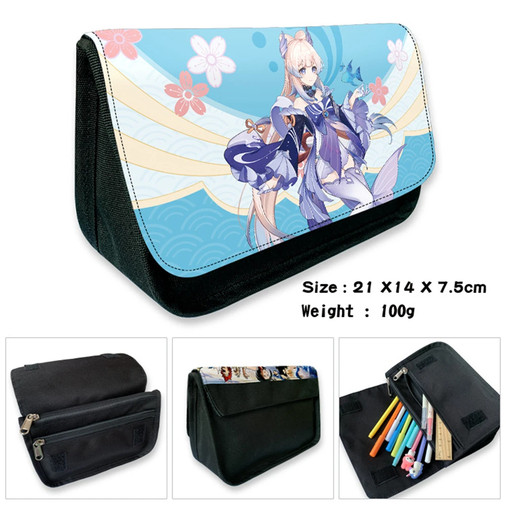 Genshin Impact Nylon Student Stationery Bags Fashion Make Up Bag Printing Pencil Case Unisex Cosmetic Cases Zipper Penbag Gifts