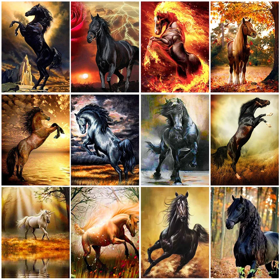 

Алмазная 5D картина «сделай сам», Набор для вышивки крестиком с изображением лошади, мозаика, Декор, подарочное искусство