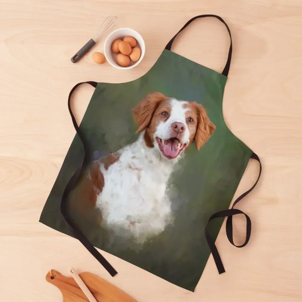Фартук с изображением собаки Бриттани-спаниеля кухонные аксессуары тканевый