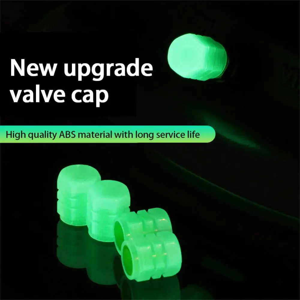 

Glow-in-the-dark Car Valve Cover Durable Tire Air Nozzle Luminous Tire Valve Cap Luminous Valves Stem Caps