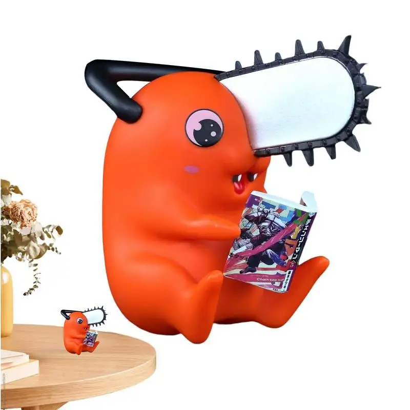 

Anime Chainsaw Man Pochita Reading Figure Q Version Model Collection Ornaments Home Living Room Desk Decor Kids Toys Fans Gift