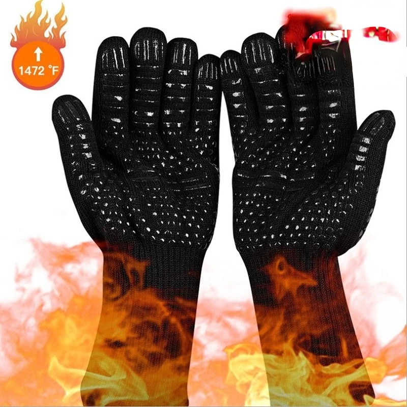 

BBQ Oven Gloves 800 Degrees Fireproof Heat Resistant Gloves Silicone Oven Mitts Barbecue Heat Lnsulation Microwave Gloves