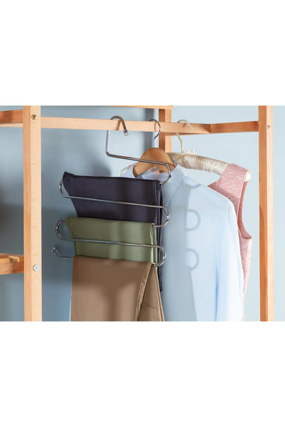 

Stainless Steel Clothes Hangers S Shape Pants Storage Hangers Clothes Storage Rack Multilayer Storage Cloth Hanger