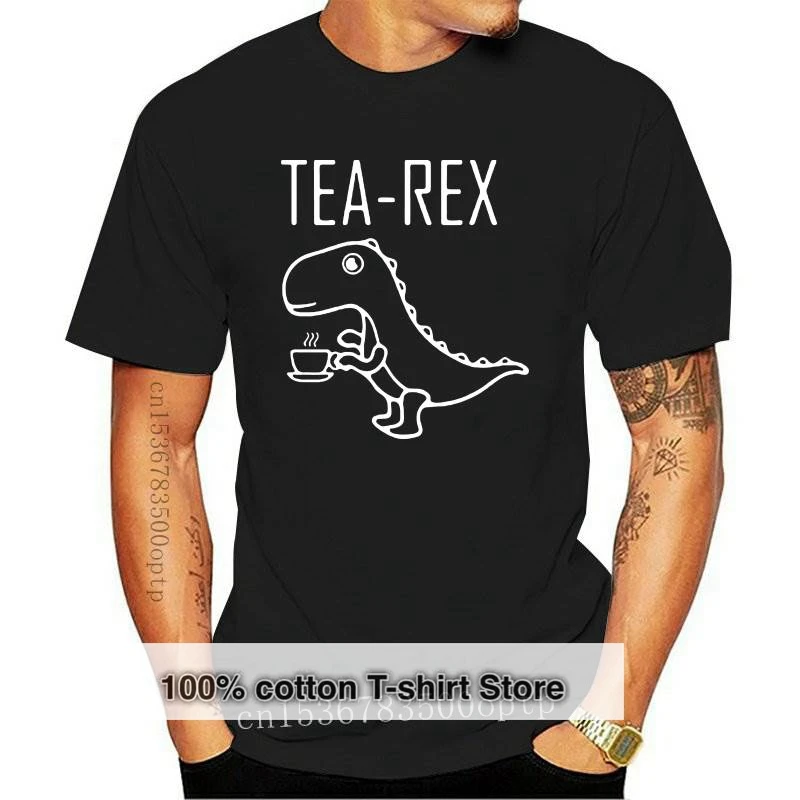 

New Tea Rex Pun T shirt Dinosaur Funny Design Cute Short Sleeve Streetwear 100% Cotton EU Size Tops Tee