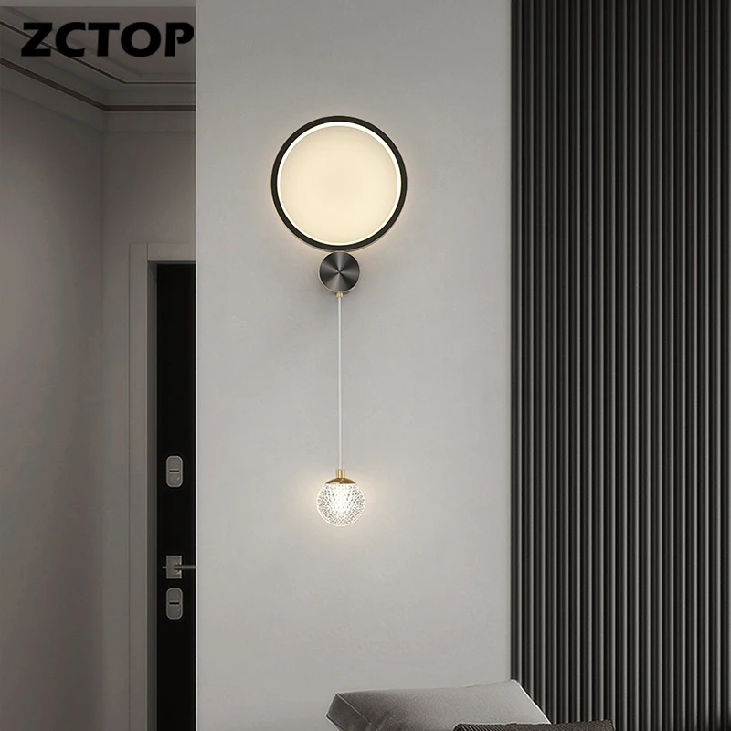 

Modern LED Wall Lamp All Copper Gold Lighting Sconces Living Room Bedroom Deco Fixtures Restaurant Indoor Home Wall Light AC220V