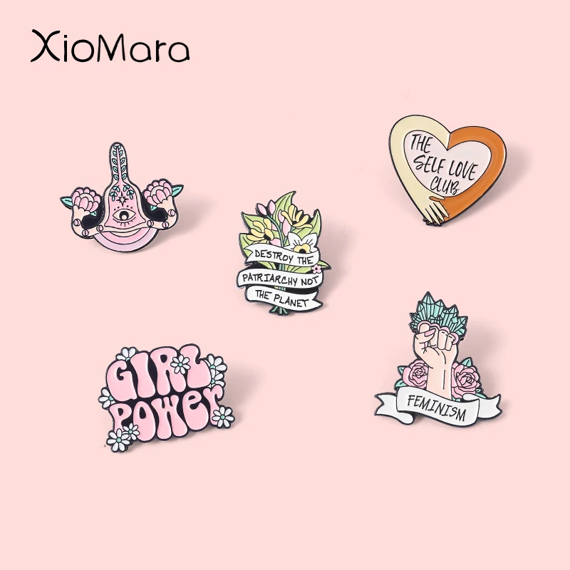 

Feminism Enamel Pins The Self Love Club Brooches Lapel Badges For Clothes Bag Romance Jewelry Party Gift For Female Friend