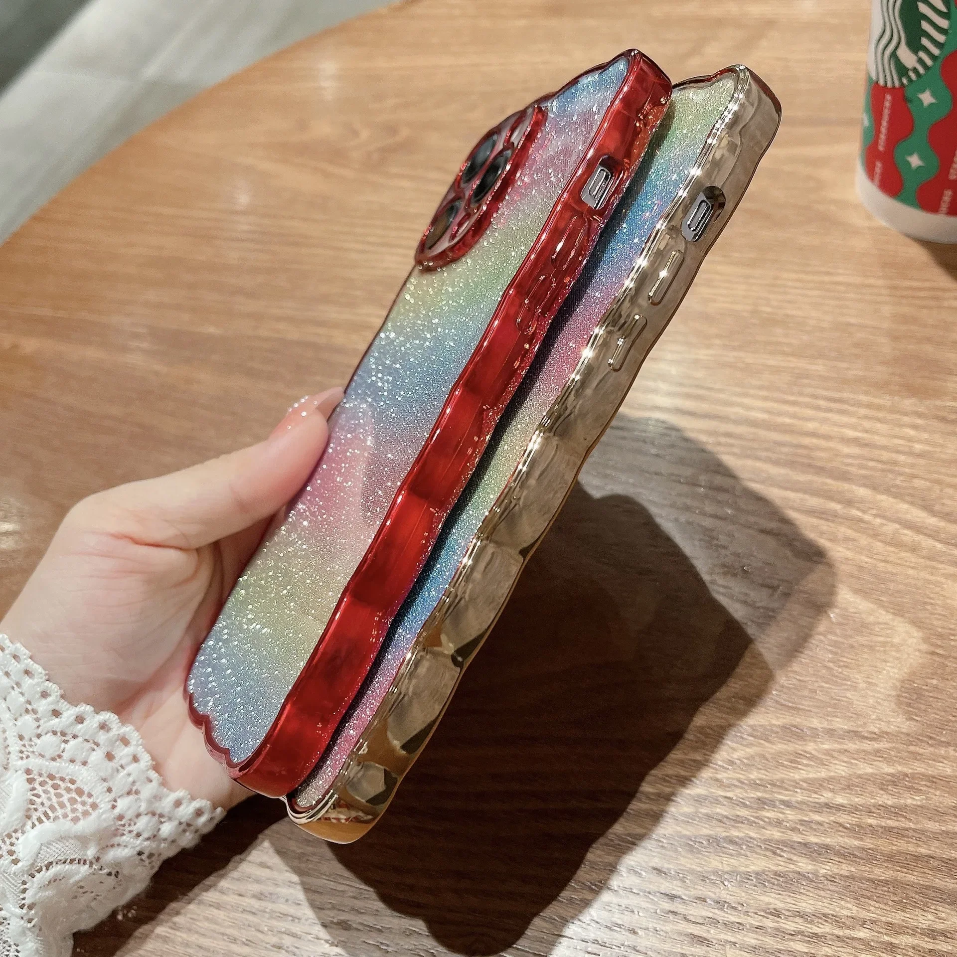 Чехол для iPhone14Pro новый чехол с порошковым волнистым узором Apple13 гальванический