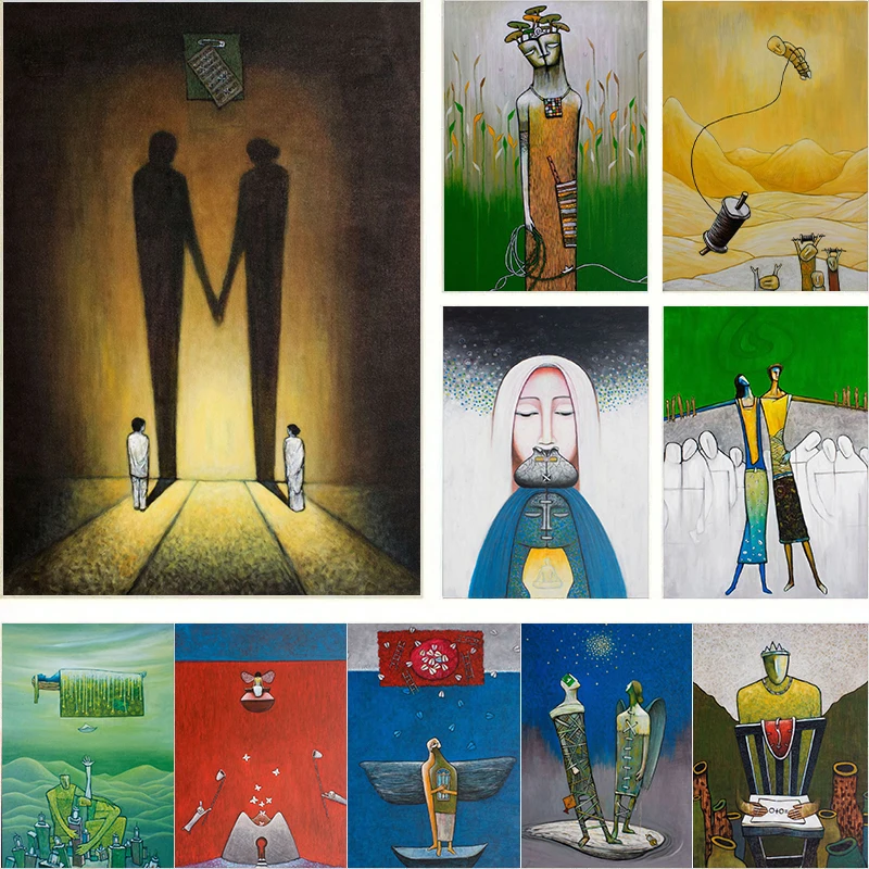 

Surreal Paintings Posters Canvas Painting Abstract Retro Artwork Wall Art Picture Print For Modern Living Room Home Decoration