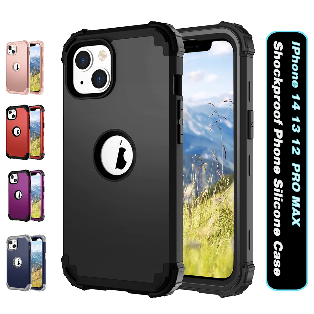 

Case For iPhone 14 Shockproof Phone 13 12 11 Pro Max XR X XS 7 8 Plus 3 Layers Hybrid Full Body Protect Anti-Knock Armor Cover