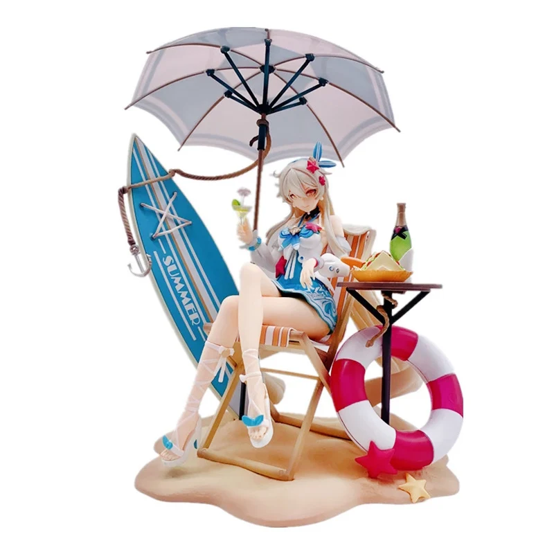 

17CM Games Honkai Impact 3 Figure Kiana Kaslana Elf Sexy Swimsuit Beauty Beach Scene Model Toys Gift PVC Collectible Anime Doll