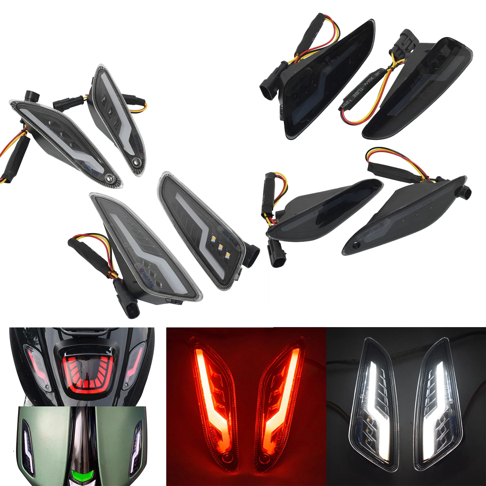 Мотоциклетные передние и задние поворотные сигналы E-Mark дневные ходовые огни