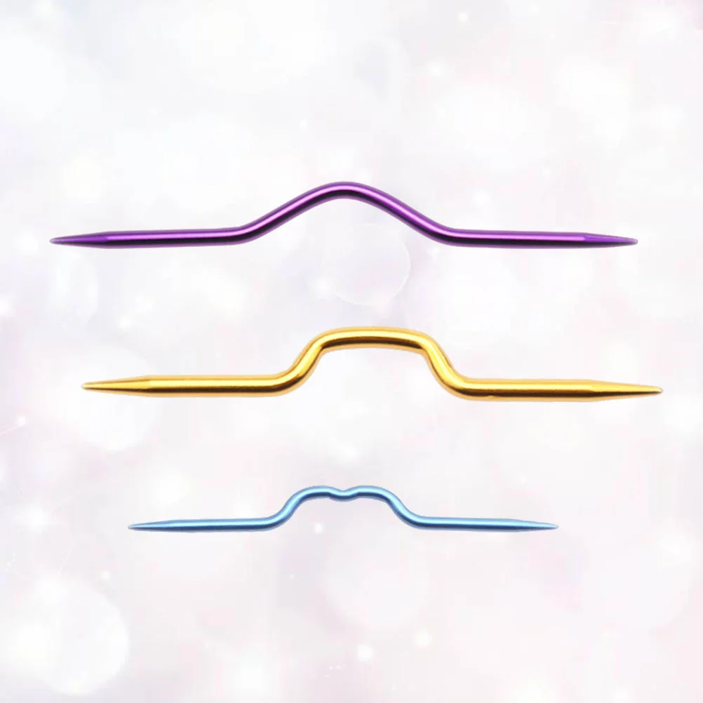 

Cable Knitting Needle Crochet Knit Crooked Hook Curved Tool Smooth Hand Embroidery Alloy Holders Large Weaving Eye Yarn Bent