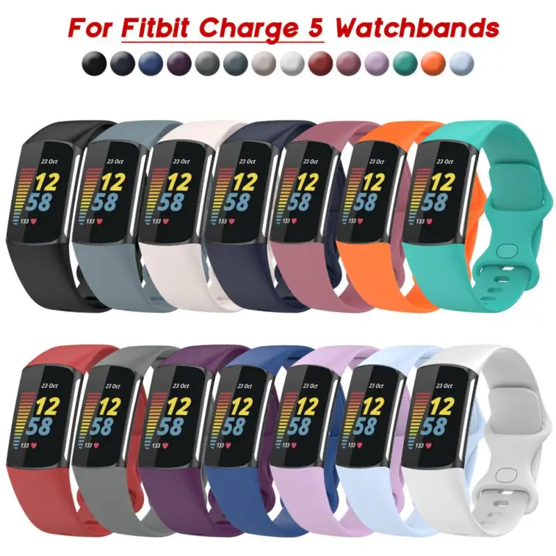 

Smart Accessories Silicone Strap Soft For Fitbit Charge 5 Watch Bands Breathable Watch Strap Replaceable
