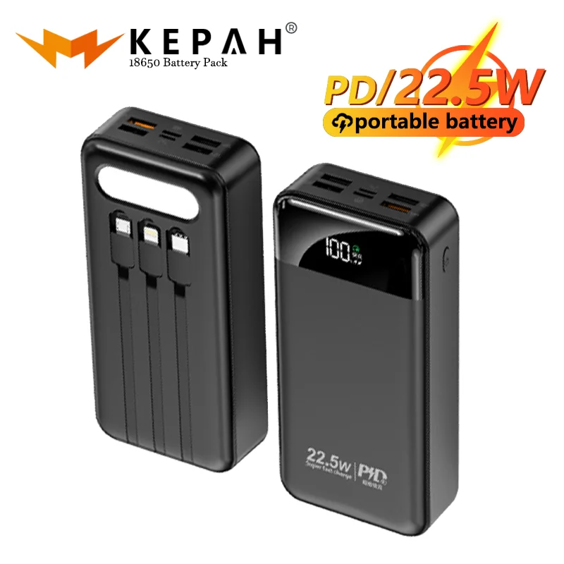

100000 Ma high-capacity charger with digital display comes with its own line pd22. 5W super fast charging mobile power supply