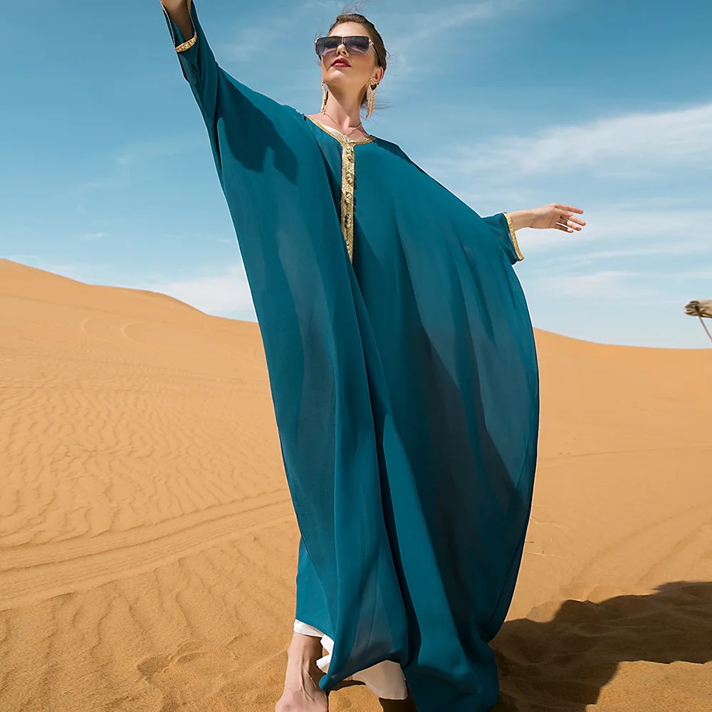 Kaftan Robe Musulmans African Dresses for Women Eid Mubarak Satin Abaya Dubai Turkey Islam Clothing Muslim Dress Caftan Marocain
