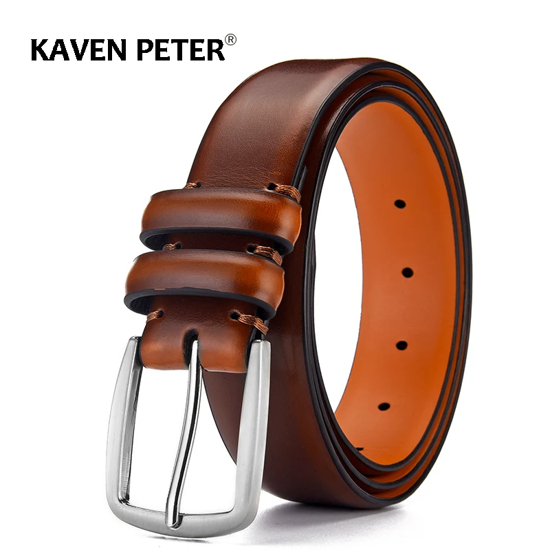 Belt Male Fashion Men's Luxury Designer Cowskin Belts For Jeans Genuine Leather Strap Pin Buckle Cummerbunds Ceinture Homme