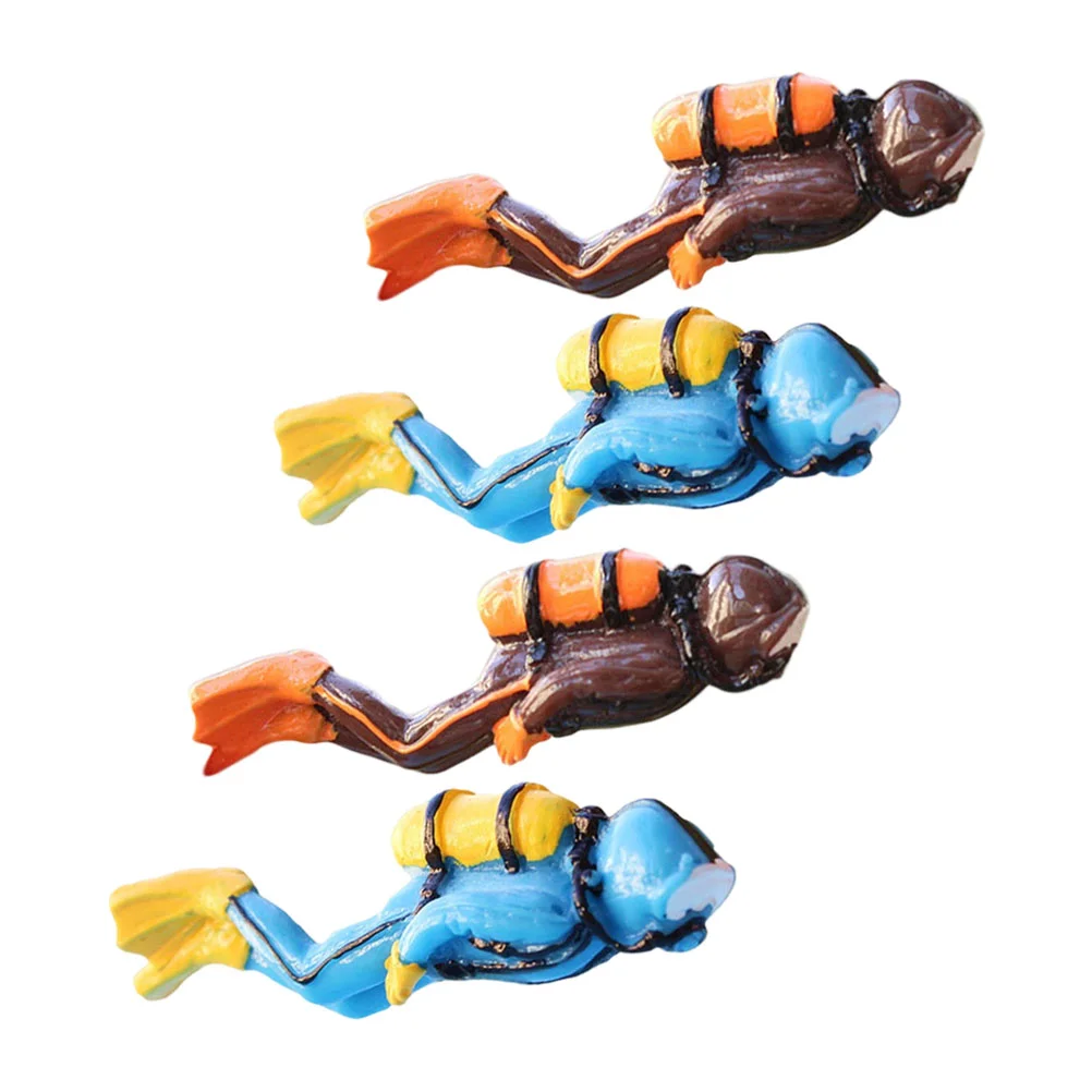 

4Pcs Ocean Scene Ornaments Diver Miniature Diver Action Figure Diver Model Toy Fish Tank Ornament Micro Landscape