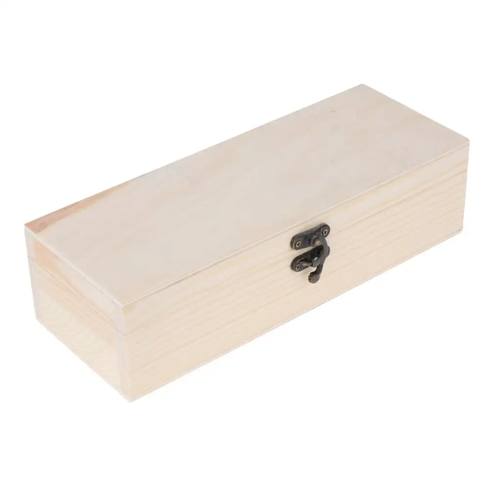 

4 Grids DIY Unfinished Wooden Box, Treasure Case for Jewelry Makeup Trinkets, Organizer 25x9.5x7cm